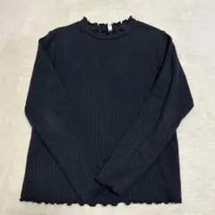 GU リブ編み　長袖カットソー　ブラック　130