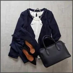 セレモニーコーデ売り きれいめオフィスカジュアル ツイードジャケット S