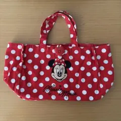 【レア品】ディズニー ミニーマウス　トートバッグ 赤ドット 水玉 レトロ　弁当袋