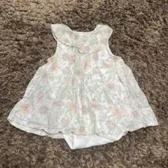 花柄フリルノースリーブワンピース風ロンパース