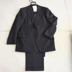 BB6 ダークグレー ストライプ ビジネススーツ 二つボタン 大きめサイズ