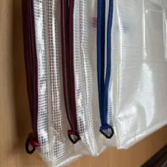 【まとめ売り】メッシュ入り クリアポーチ ファスナー付き 3枚セット