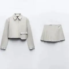 クロップドジャケット　ボックスプリーツスカンツ セットアップ