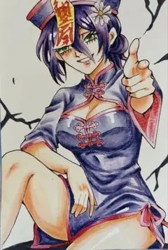 手描き　イラスト　チェンソーマン　レゼ風　ファンアート