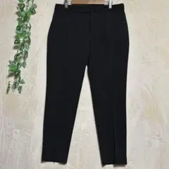 a1082 ザラ 美品 ストレッチドット柄 テーパードパンツ黒Ｌ