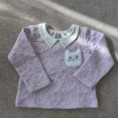 薄紫色 猫ポケット付きトレーナー