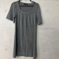 COMME CA ISM グレー 半袖ひざ丈ワンピース