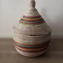 一点物】モロッコ ベルベルバスケット 蓋付き 特大サイズ 0712-012