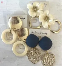 3点セット　669 ハンドメイド　樹脂　金属　ピアス　イヤリング　まとめ売り