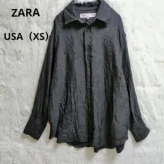 ZARA 皺褶加工襯衫 男款 XS 尺寸 長袖 黑色