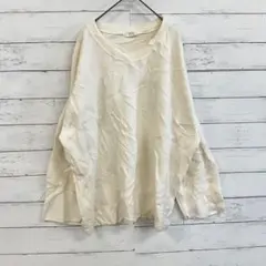 Buru✨ニット【F】リブ編み　クルーネック　長袖　韓国　長袖　アイボリー