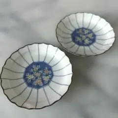 미노야키 와코엔 색 작은 꽃 작은 접시 2장