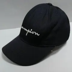 チャンピオン廃盤USA製ヴィンテージ刺繍ロゴ入CAPスナップバック(キャップ)黒