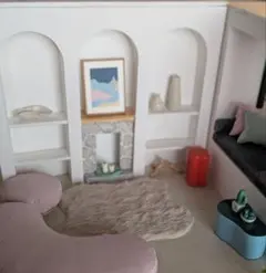 ミニチュア　インテリア　ドールハウス　背景ボード　1/6 ハンドメイド　照明付き