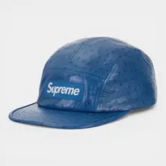 Supreme 青 レザーキャップ