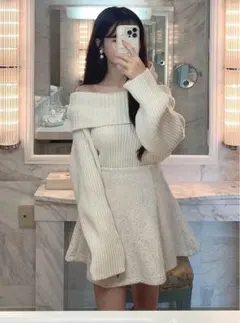 GRL オフショルダーラメニットトップス an1516