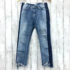 【 AZUL 】アズール サイドラインデニムパンツ ブルー Sサイズ