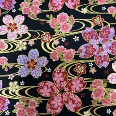 和柄生地 流水桜ラメシーチング 和調 和柄