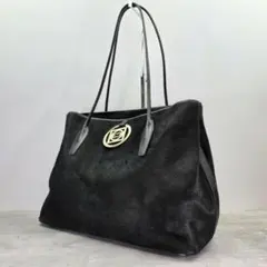 エスカーダ トートバッグ 肩掛け ハラコ レザー ゴールド金具 ブラックのサムネイル