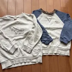 petit main 恐竜刺繍 トレーナー 120 2枚セット