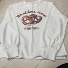 ホワイト プレッツェルプリント 長袖カットソー