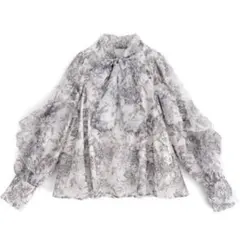 ♡ GRL 花柄フリルボウタイオーガンジーブラウス [al121] ♡