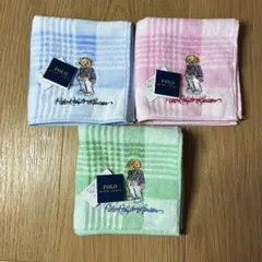 【未使用品】 ポロラルフローレン ポロベア チェック ハンドタオル 3枚セット②
