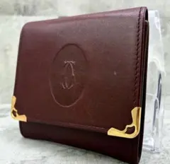 ✨美品✨カルティエ　マストライン　コインケース　小銭入れ　カーフレザー　ボルドー