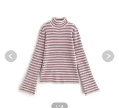 GRL ストライプ ハイネックニット　ピンク　M