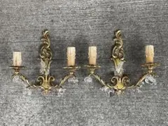 44. 2個セット！フランスアンティーク ランプ ブラケット 2灯 ウォール 