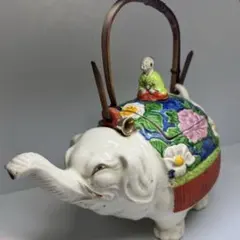 時代物】萬古焼 色絵七福神文急須 土瓶 細工物 骨董品 アンティーク