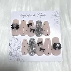 ネイルチップ 水玉 リボン フレンチガーリー ワンホン 韓国 地雷系 量産型