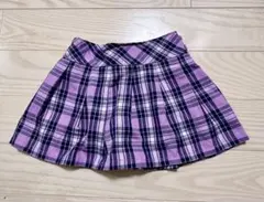 紫系チェック プリーツスカート 100cm