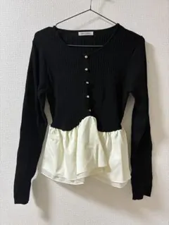 natural couture ペプラム長袖ニット ブラックのサムネイル