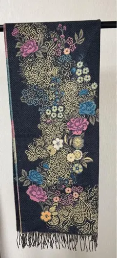 ジャガード手織りビッグマフラー　ショール　リバーシブル