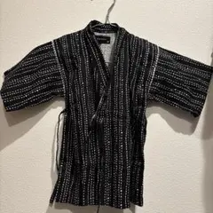 SHISKY 甚平 120サイズ 黒/白 ストライプ