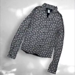 アニエスベーPARIS 花柄 長袖シャツ ブラウス　ブラックピンク　総柄　（A1のサムネイル