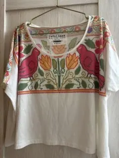 ROSEBUD エスニックプリント Tシャツ 鳥 花柄 ホワイトのサムネイル