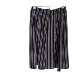 ストライプ膝下スカート　裏地　ウエストゴム　オフィス　デート