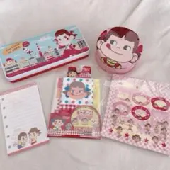 ペコちゃん　プロフィール帳　予定帳シール　グッズまとめ売り　空き缶　ラップ　メモ
