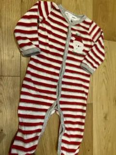 赤白ストライプ サンタロンパース