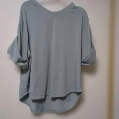 Vネック 半袖Tシャツ くすみブルー フリーサイズのサムネイル