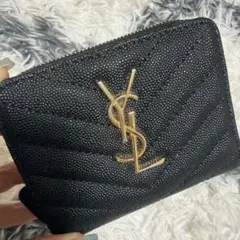 YSL logo black bifold wallet