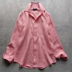 ラルフローレン リネンシャツ M相当 リラックスフィット ピンク