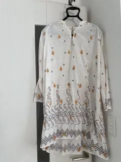 刺繍入り 七分袖 チュニック ホワイトのサムネイル