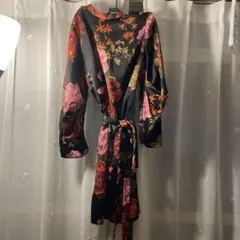 ZARA 着物スタイル 花柄ウエストリボン付きワンピース