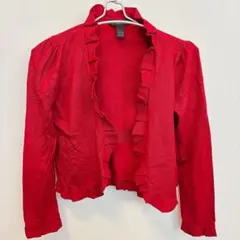 美品✨️ INC フリル付きレッドカーディガン 【L】古着 海外