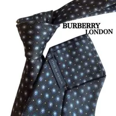 BURBERRY LONDON バーバリー　紺　ネイビー　花柄　ドット柄ネクタイ