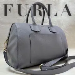 極美品✨ フルラ　ショルダーバッグ　アルバ　サッチェル　シボ革　ミニボストン