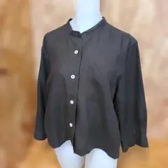 MARGARET HOWELL リネン バンドカラー 七分袖シャツ